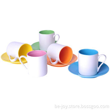 8oz Ceramic cup and saucer, various colors and artworks are available, OEM orders are welcome
